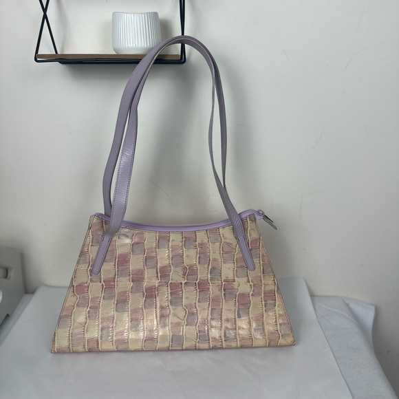 Vintage Y2K lilac leather shoulder bag purse Danier pastel spring trend lavender - Picture 4 of 14